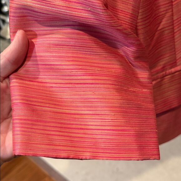 Shomi Women's Striped Coral 100% Silk Blazer Size 10 - Picture 3 of 4